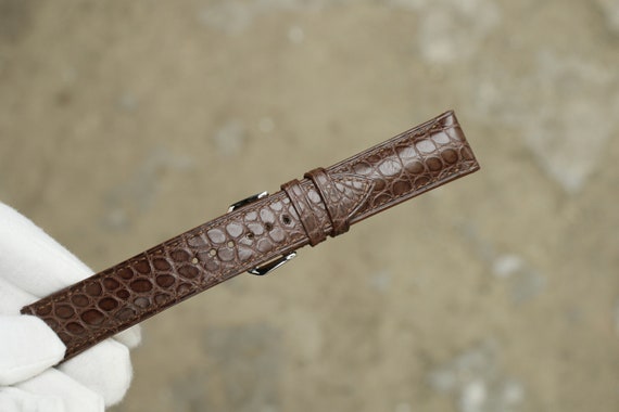 Handmade alligator Mocha Brown  Leather watch strap, Custom Size - CLB20