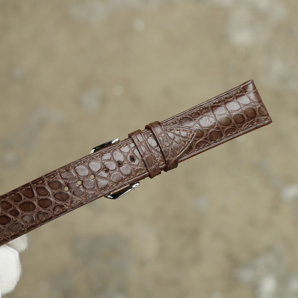 alligator Mocha Brown  Leather watch strap  24mm,22mm,21mm,20mm,19mm,18mm,16mm-CA LUON-BROWN-F-S-M-N-