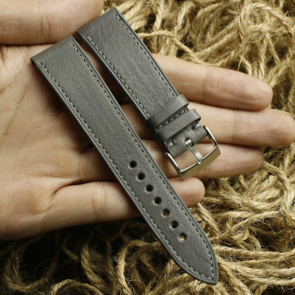 vachetta gray Leather watch strap -VACHETTA-GRAY-0-S-M-N-