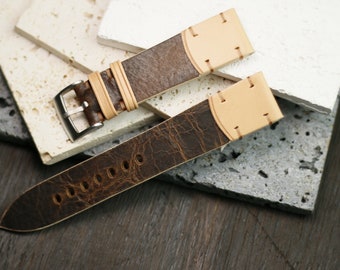 Chromepak horween Tobaco Leather watch strap-SAP wax JVS-TOBACO & natural-0-DS2-0-N sơn kem-