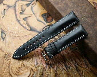 vegtan black leather watch strap 24mm ,22mm,21mm,20mm,19mm,18mm,16mm-VEG-BLACK-F-K-TH-N-