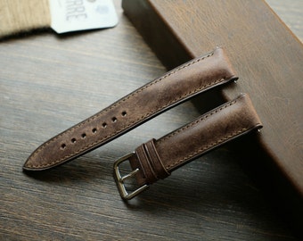 Brown wood Maya Leather watch strap  24mm,22mm,21mm,20mm,19mm,18mm,16mm-MAYA-BROWN-F-S-M-N-