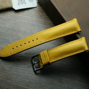 epsom yellow leather watch strap 24mm ,22mm,21mm,20mm,19mm,18mm,16mm-EPSOM-YELLOW-F-S-M-N-