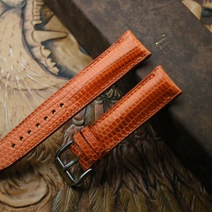lizard  orange Leather watch strap  24mm,22mm,21mm,20mm,19mm,18mm,16mm-KD-ORANGE-F-S-M-N-