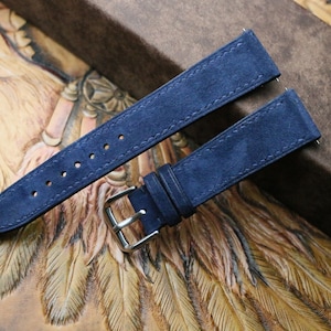 Suede navy blue leather slim watch strap,24mm 22mm,21mm,20mm 19mm ,18mm-SUEDE-NAVY-0-S-M-N-