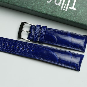 ostrich navy blue leather watch strap 24mm ,22mm,21mm,20mm,19mm,18mm,16mm-DD-BLUE-F-S-M-N-