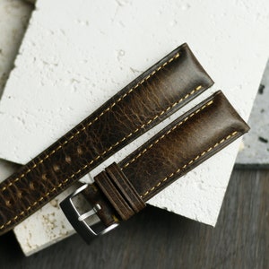 Handmade waxed  tobaco watch strap, Custom Size - SW23