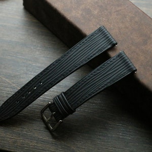 Epi black slim Leather watch strap  24mm,22mm,21mm,20mm,19mm,18mm,16mm-EPI-BLACK-0-S-M-N-