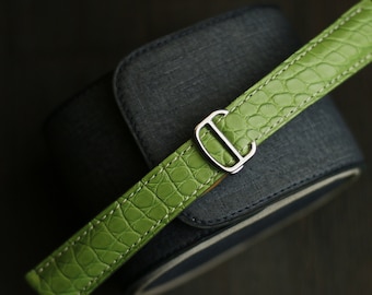 Light green alligator leather cartier  watch strap-CLuon cartier L1-LIGHT GREEN-V-S-M-N-