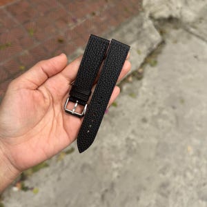 Handgefertigtes Uhrenarmband Togo Black, Custom Size - TG1 Bild 1