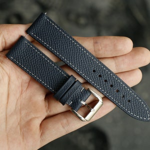 epsom black slim leather watch strap 24mm ,22mm,21mm,20mm,19mm,18mm,16mm-EPSOM-BLACK-0-GRAY-M-N-