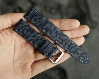 epsom black slim leather watch strap 24mm ,22mm,21mm,20mm,19mm,18mm,16mm-EPSOM-BLACK-0-GRAY-M-N-