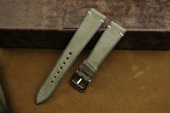 Pueblo Grijs Leren horlogeband 24mm 22mm 21mm 20mm 19mm 18mm 16mm