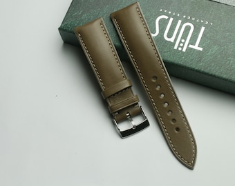 Handmade butero Etaupe padded leather watch strap, Custom Size - BU28
