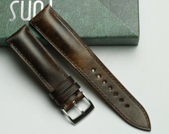 Museum patina brown leather watch strap 24mm ,22mm,21mm,20mm,19mm,18mm,16mm-MUSEUM-BROWN-F-S-M-N-