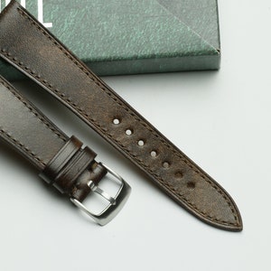 Museum patina brown leather watch strap slim 24mm ,22mm,21mm,20mm,19mm,18mm,16mm-MUSEUM-BROWN-0-S-M-N-