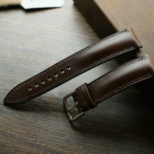 butero dark brown leather watch strap 24mm ,22mm,21mm,20mm,19mm,18mm,16mm-BUTERO-BROWN-F-S-X-N image 1