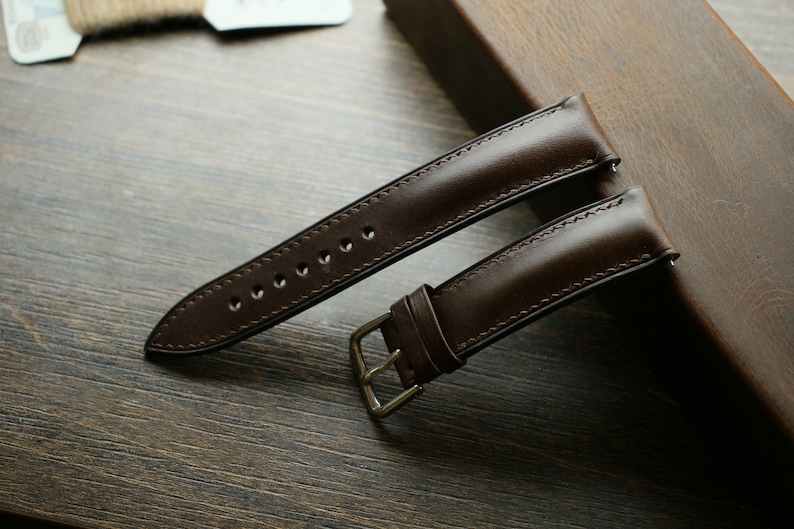 butero dark brown leather watch strap 24mm ,22mm,21mm,20mm,19mm,18mm,16mm-BUTERO-BROWN-F-S-X-N image 1