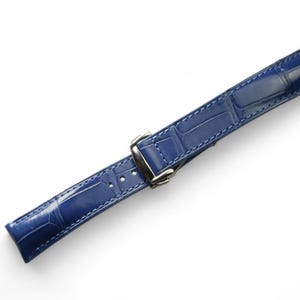Blue alligator Nino leather padded watch strap-Cnino Omega -Blue-F-S-M-V-