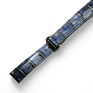Navy metal omega alligator padded watch strap-CT Omega -NAVY metal-F-S-M-V-
