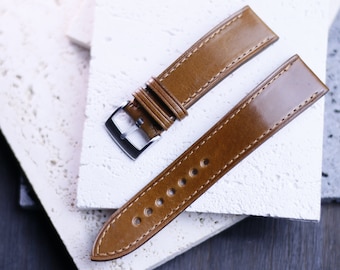 Handgefertigtes Uhrenarmband aus braunem Toskana-Leder, Custom Size - TU3