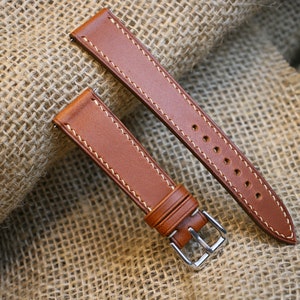 Vegtan Brown slim watch strap  ,24mm,22mm,21mm,20mm,19mm,18mm,16mm,14mm -VEG-BROWN-0-K-X-N-