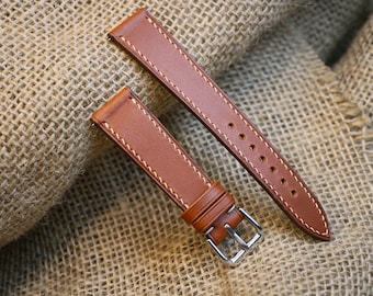 Vegtan Brown slim watch strap  ,24mm,22mm,21mm,20mm,19mm,18mm,16mm,14mm -VEG-BROWN-0-K-X-N-