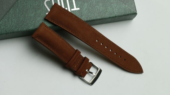 Handmade Nubuck smooth sepia padded watch strap, Custom Size - NT27