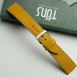 swift yellow  Leather slim watch strap- SWIFT-YELLOW-0-K-M-N-