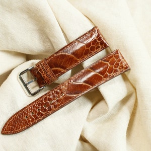 Ostrich light brown leather watch strap 24mm ,22mm,21mm,20mm,19mm,18mm,16mm-DD-LIGHT BROWN-F-S-M-N-