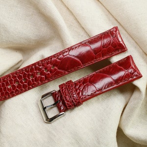 Ostrich red leather watch strap 24mm ,22mm,21mm,20mm,19mm,18mm,16mm-DD-RED-F-S-M-N-