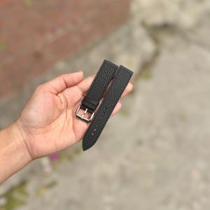 Handgefertigtes Uhrenarmband Togo Black, Custom Size - TG1 Bild 3