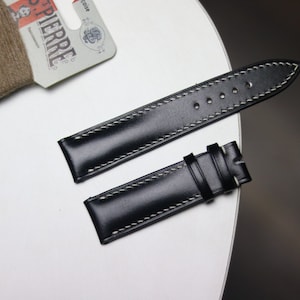Box calf Black  Leather watch strap  24mm,22mm,21mm,20mm,19mm,18mm,16mm-BOX-BLACK-F-K-X-N-