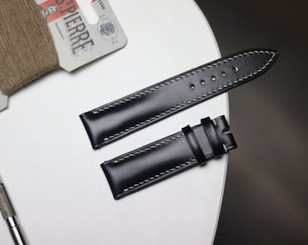 Box calf Black  Leather watch strap  24mm,22mm,21mm,20mm,19mm,18mm,16mm-BOX-BLACK-0-K-X-N-