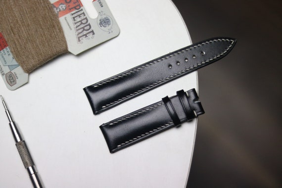 Box Calf Black Leather Watch Strap 