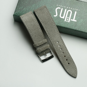 Watch Strap slim Suede Gray 24mm,21mm,20mm,19mm,18mm,16mm,14mm-SUEDE-GRAY-0-S-M-N-