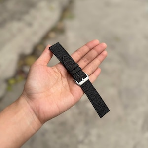 Handgefertigtes Uhrenarmband Togo Black, Custom Size - TG1 Bild 2