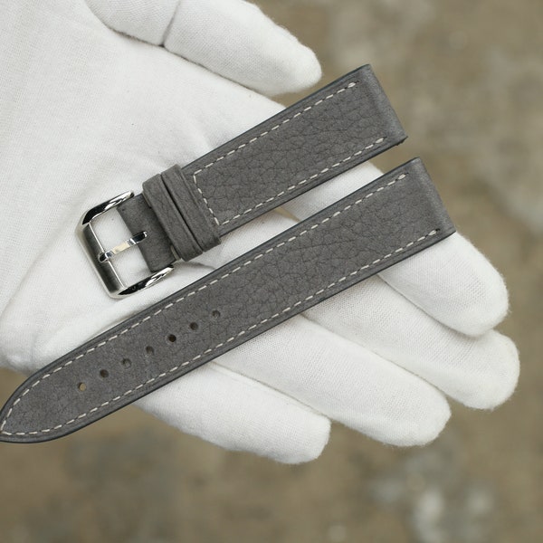 Bracelet de montre en nubuck gris 24 mm, 22 mm, 21 mm, 20 mm, 19 mm, 18 mm, 16 mm-NUBUCK-GRAY-0-S-M-N-