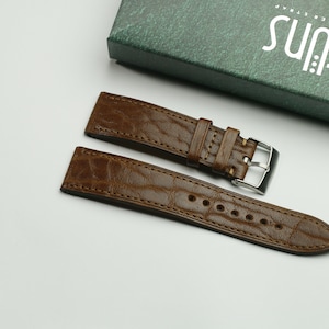 Bison leather brown watch strap - BO RUNG-BROWN-0-S-M-N-