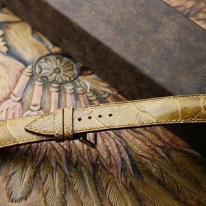 Handgjort strutsfot gyllengult läderarmband, anpassad storlek - DD27 bild 2