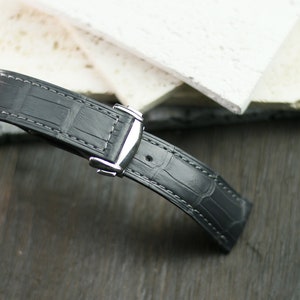 Dark gray omega alligator Nino padded watch strap-CT Omega -GHI-F-S-M-V-