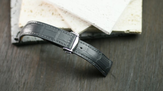 ひ*め様 オメガ　ブルー アリゲーターレザーストラップ　18mm 工具付き オメガ ブルー アリゲーターレザーストラップ 18mm 工具付き