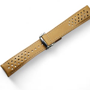 Rally Omega butero Tan brown leather padded watch strap-Butero OMEGA Rally-Tan-V-K-M-T-