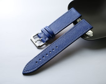 Uhrenarmband schmal Saffiano Blau 24mm ,22 mm,21 mm,20 mm
