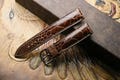 Handmade Ostrich brown leather watch strap, Custom Size - DD22 product logo