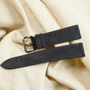 Suede dark blue slim Leather watch strap  24mm,22mm,21mm,20mm,19mm,18mm,16mm -SUEDE-dark blue-0-S-M-N-