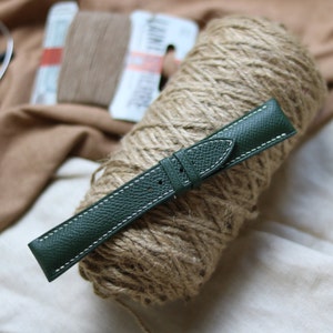 Bracelet montre cuir vert Epsom 24 mm, 22 mm, 21 mm, 20 mm, 19 mm, 18 mm, 16 mm-EPSOM-GREEN-F-K-M-N-