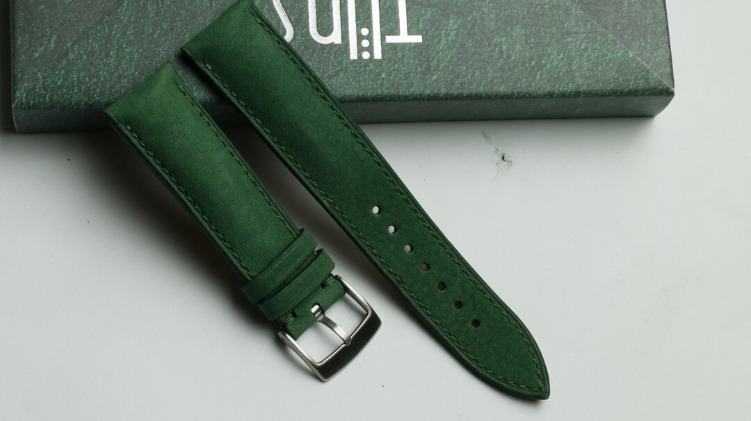 Nubuk grün gefüttertes Uhrenarmband 24 mm,22 mm,21 mm,20 mm