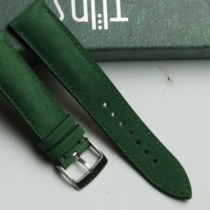 Nubuck green padded watch strap 24mm,22mm,21mm,20mm,19mm,18mm,16mm-NUBUCK-GREEN-F-S-M-N-