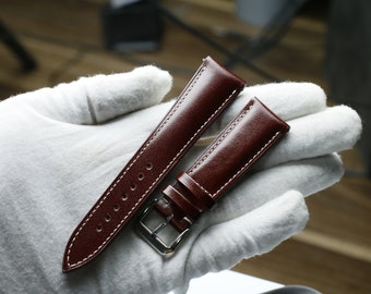 Box Calf burgundy Leather watch strap  24mm,22mm,21mm,20mm,19mm,18mm,16mm-BOX-BURGUNDY-V-K-M-N-